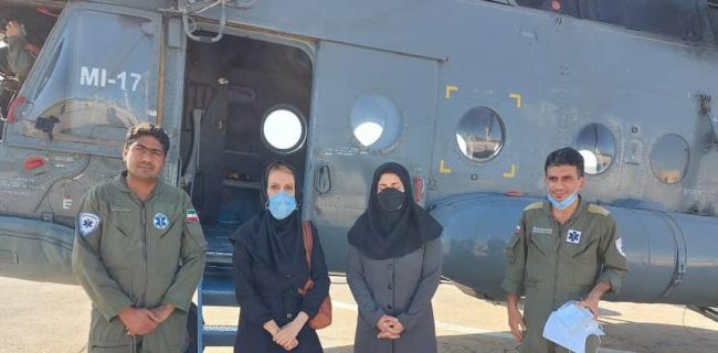 اعزام کودک ۱۷ ماهه به بیمارستان تخصصی  بندرعباس با بالگرد اورژانس هوایی