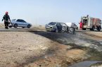 حریق خودرو حامل سوخت در جاده بندرعباس – میناب