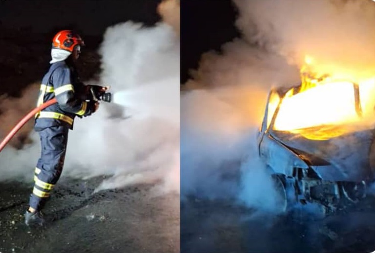 حریق دو خودروی سوخت‌بر در جاده بندرعباس–ایسین با دو فوتی